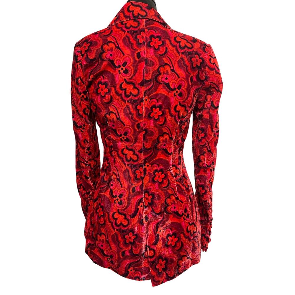 NWT - For Love & Lemons Red Floral-Paisley Velvet Penny Blazer - Picture 3 of 6